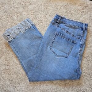 Lane Bryant Flex Magic Waistband High Rise Straight Lace Trim Jeans Size 16